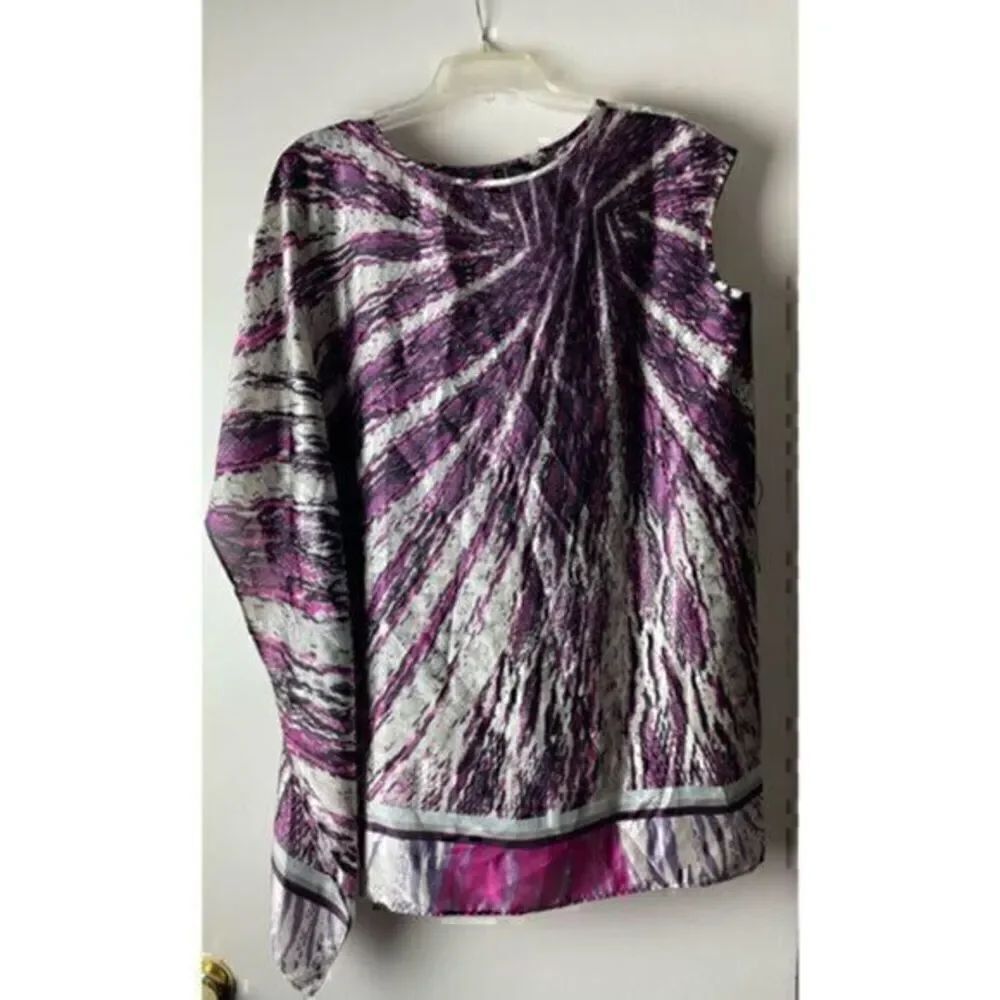 EUC Pink, Purple & Gray Asymmetrical Summer Top by Bisou Bisou Size Small